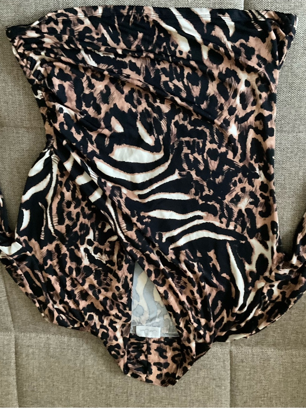 Women's Animal-Print Long Sleeve Blouse — Black & Brown